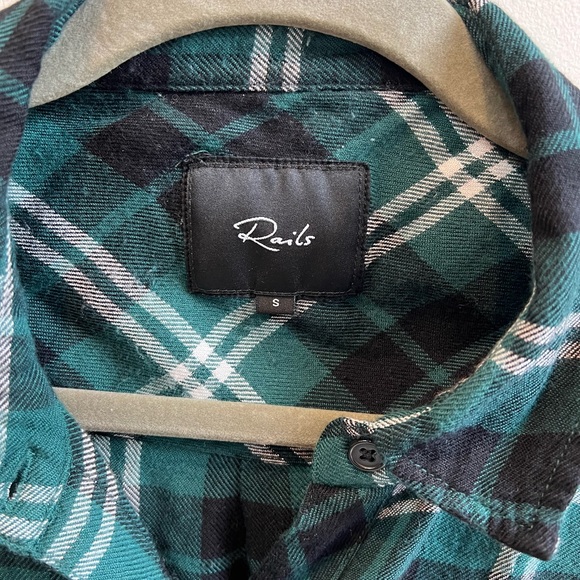 Rails Button Up Plaid Flannel Hunter Pine Black White Sz S - Picture 3 of 8